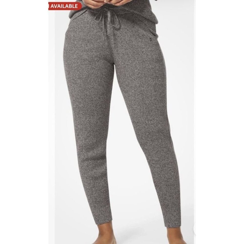 Tommy John Sweater Jogger Pants Women L Tap Shoe Black Thick Lounge Textured NEW